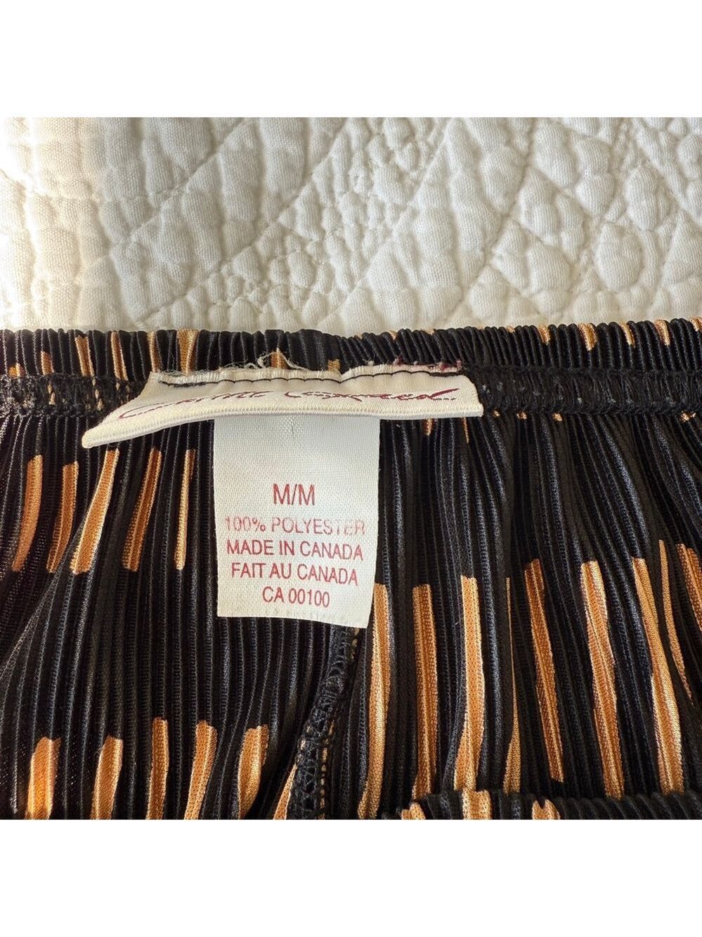 Vintage Carroll Reed Black Gold Pleated Midi Skirt Womens Size Medium 90s - Picture 6 of 9